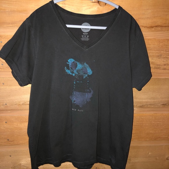 Life is Good mason jar flower vase Half Full gray short sleeve Tee size XL - Picture 1 of 9
